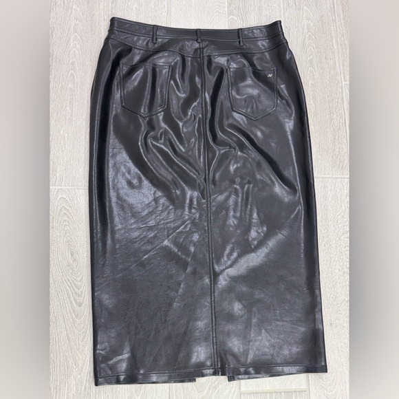CINQ A SEPT Tana Faux Leather Midi Skirt in Black Size 16 VGUC - Picture 7 of 10